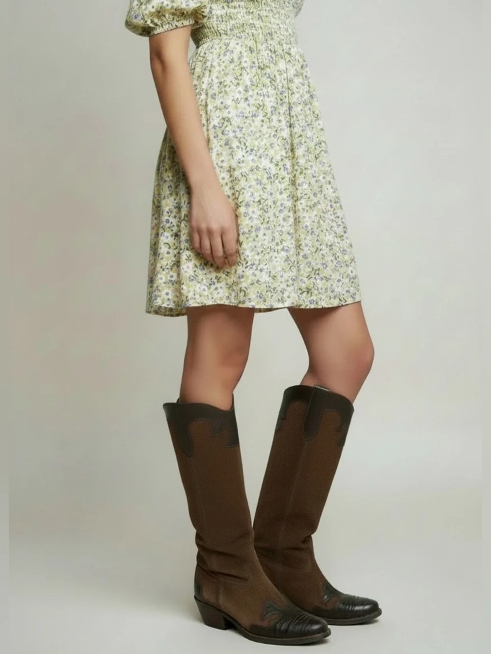 Brown suede and leather Franco Sarto Willow cowboy cowgirl western boots 5.5 - Picture 1 of 10